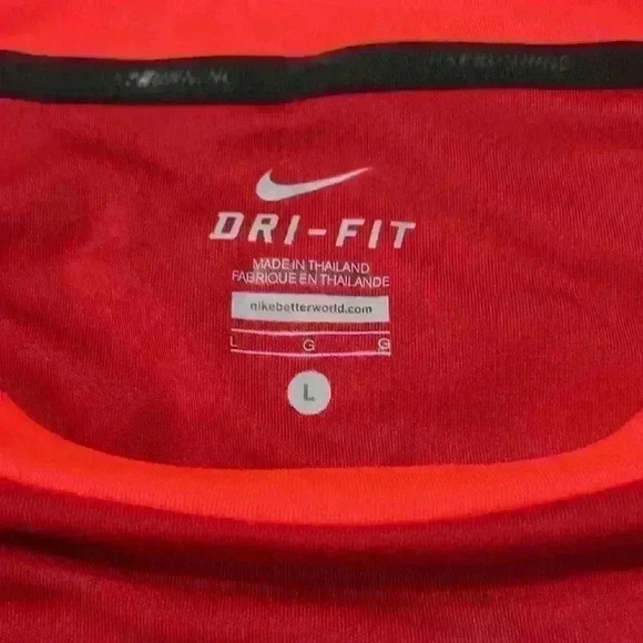 Nike DRI-FIT Running Long Sleeve Red Tech Athletic Shirt. Men’s Size Large - Picture 3 of 9